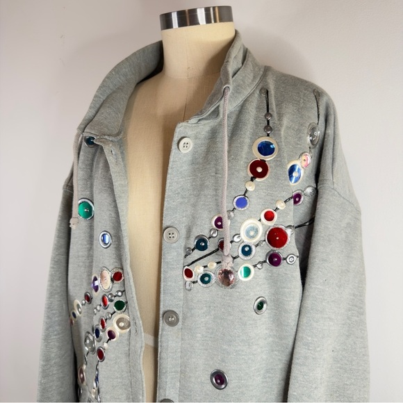 With Love Designs Sweaters - Vintage With Love Designs Inc. Embellished Gray Cardigan - Size Medium Large